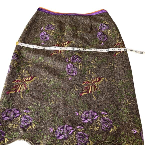 Etcetera Womens Wool Blend Scallop Hem Skirt Size 4 Embroidered Pencil - Picture 6 of 8